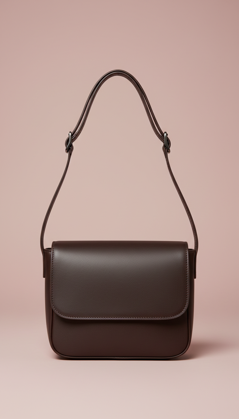 Solaine Dusk Shoulder Bag in matte leather, front view on neutral background