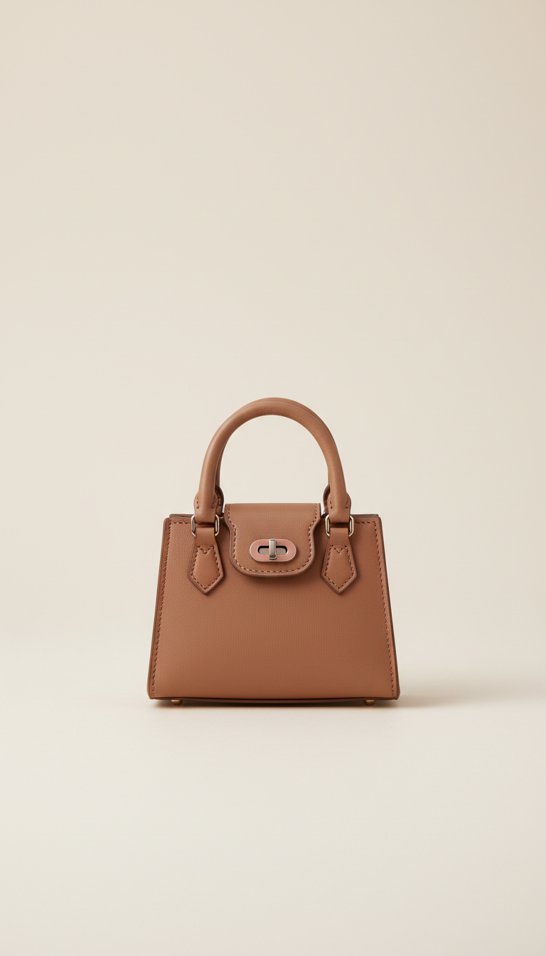Solaine Rosewood Mini bag, front view on neutral background