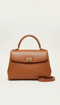 Solaine Ivory Top-Handle bag in leather, front view on neutral background