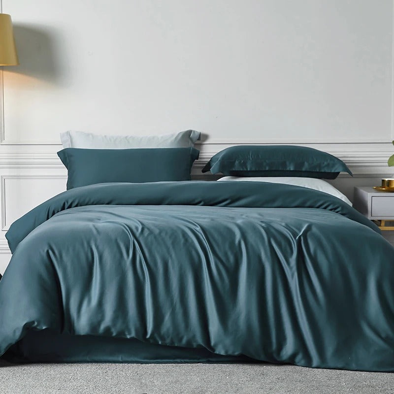 Natural Silk Bedding Set Luxury Quilt Cover Set Soft Duvet Cover Flat Sheet Pillowcases Queen King Size Duvet Cover Set
