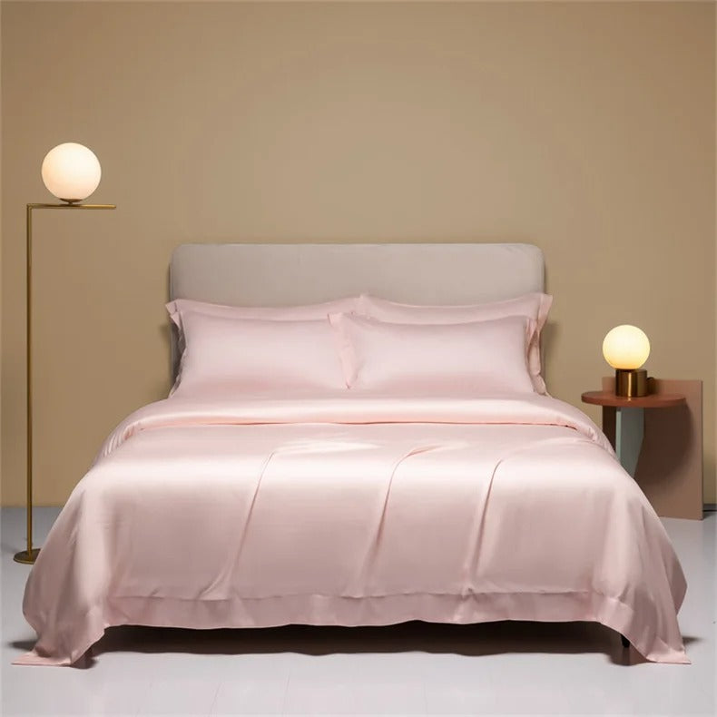 Natural Silk Bedding Set Luxury Quilt Cover Set Soft Duvet Cover Flat Sheet Pillowcases Queen King Size Duvet Cover Set