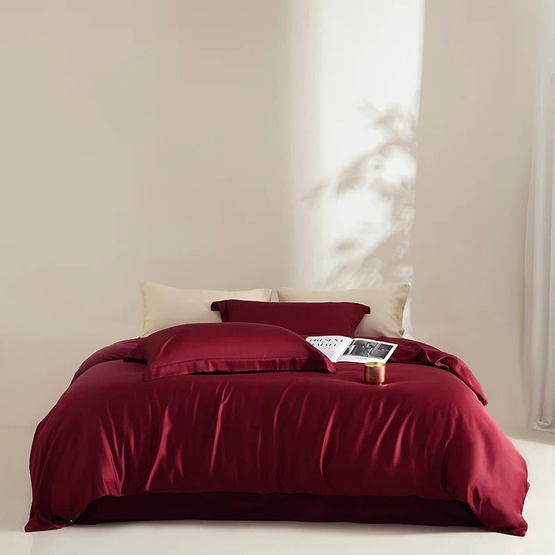 Natural Silk Bedding Set Luxury Quilt Cover Set Soft Duvet Cover Flat Sheet Pillowcases Queen King Size Duvet Cover Set