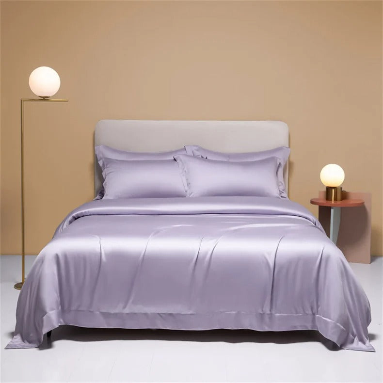 Natural Silk Bedding Set Luxury Quilt Cover Set Soft Duvet Cover Flat Sheet Pillowcases Queen King Size Duvet Cover Set