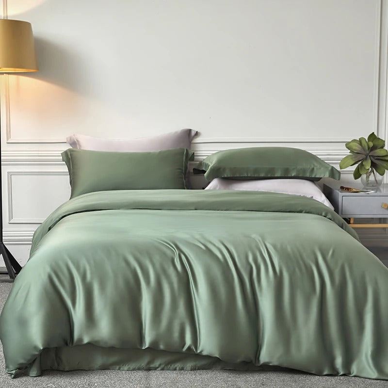 Natural Silk Bedding Set Luxury Quilt Cover Set Soft Duvet Cover Flat Sheet Pillowcases Queen King Size Duvet Cover Set
