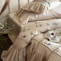 Brand New High-end Cotton Bedding Set, Butterfly Printed Duvet Cover Sets with Bed Skirts, Skin-friendly Bedspread Sheets