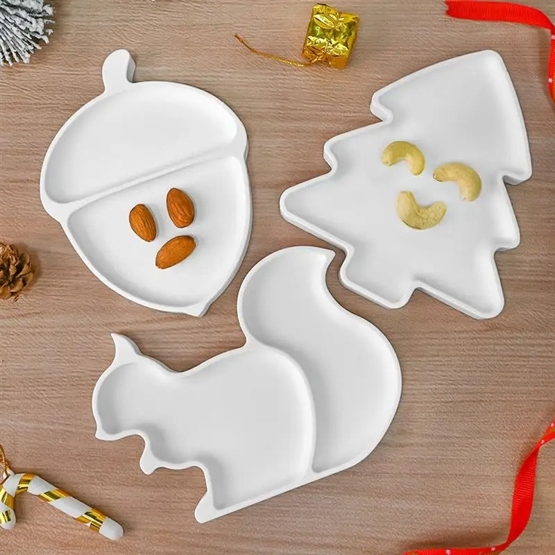 Christmas Series Fruit Tray Silicone Molds Plaster Epoxy Resin Casting Molds Snacks Nuts Storage Tray Christmas Ornaments