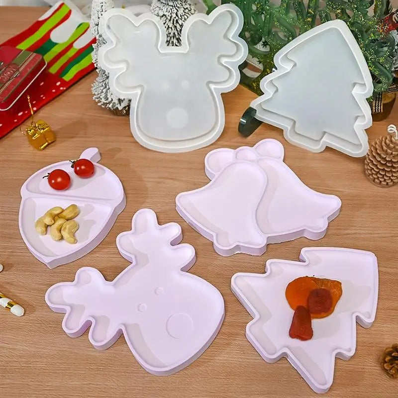 Christmas Series Fruit Tray Silicone Molds Plaster Epoxy Resin Casting Molds Snacks Nuts Storage Tray Christmas Ornaments
