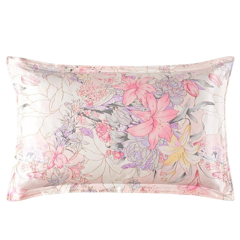 New 100% Mulberry Charmeuse Silk Bedding Set 3PCS Duvet Cover Pillowcase Floral Multicolor Multi Size